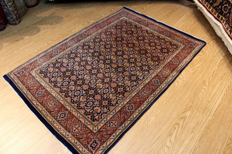 4X6 Ft. HANDMADE WOOL RUG BIDJAR DESIGN TRADITIONAL DESIGN dark-blue-background gallery