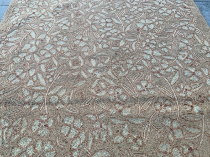 Vintage Handmade Aubusson Rug French Style Chain Stitch Needlepoint Rug 3x5 ft gallery