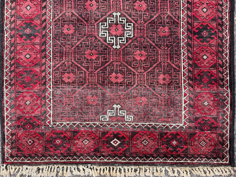 VINTAGE CLEANED BALUCHI RUG HANDMADE EASTERN WOOL TRIBAL RED CARPET 6' x 3'3" gallery