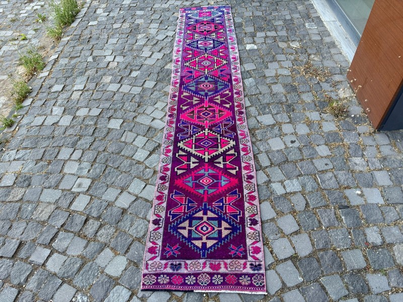 Carpet, Turkish rug, Vintage rug, Handmade rug, Runner, Wool | 2,0 x 10,9 ft gallery