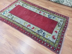 Antique Deformed Old Roses Rug Handmade rare prayer Rug Art Deco Wool Oriental R