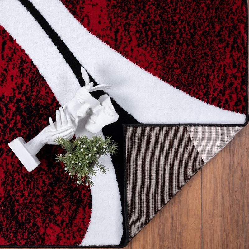 Home Decor Red Rugs Swirl Modern Abstract Area Rug Stylish Premium Rug gallery