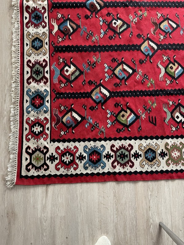 Vintage Traditional Hand Made Sarkoy, West Balkan Wool Multicolor Kilim 156x92cm gallery