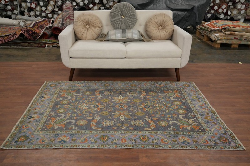 Vintage Purple Floral Traditional Style All-Over Pattern Rug 4x6 ft Hand-knotted gallery