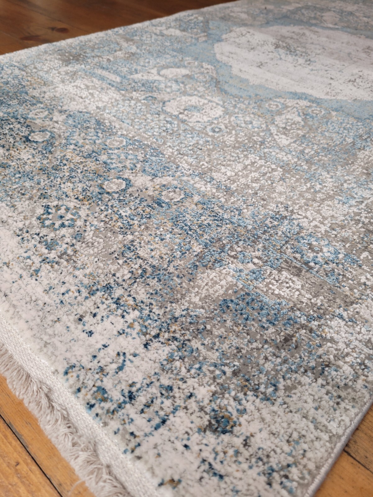 Blue Silk Rug, Modal Silk Rug, Modern Rug, Turkish Silk Rug 31" x 59", 80x150cm gallery