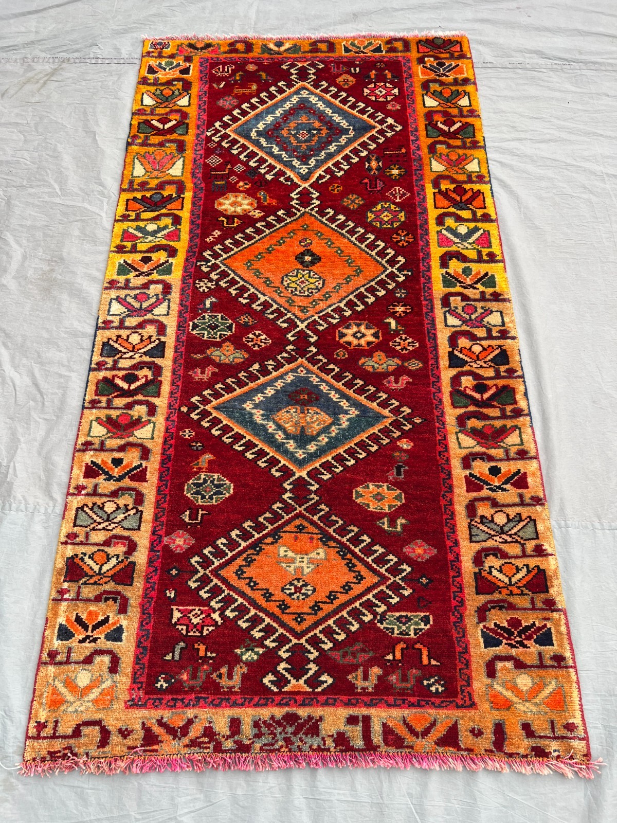 3'5 x 6'7 Ft Vintage Afghan Baluchi Wool Handmade Tribal Runner Rug gallery