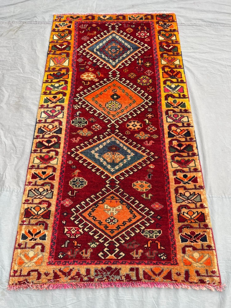 3'5 x 6'7 Ft Vintage Afghan Baluchi Wool Handmade Tribal Runner Rug