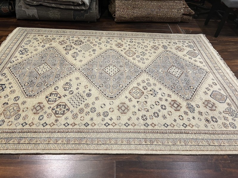 Antique Look Hand Knotted Vintage Tribal Area Rug Geometric Carpet 5’3”x7’3”,92 gallery
