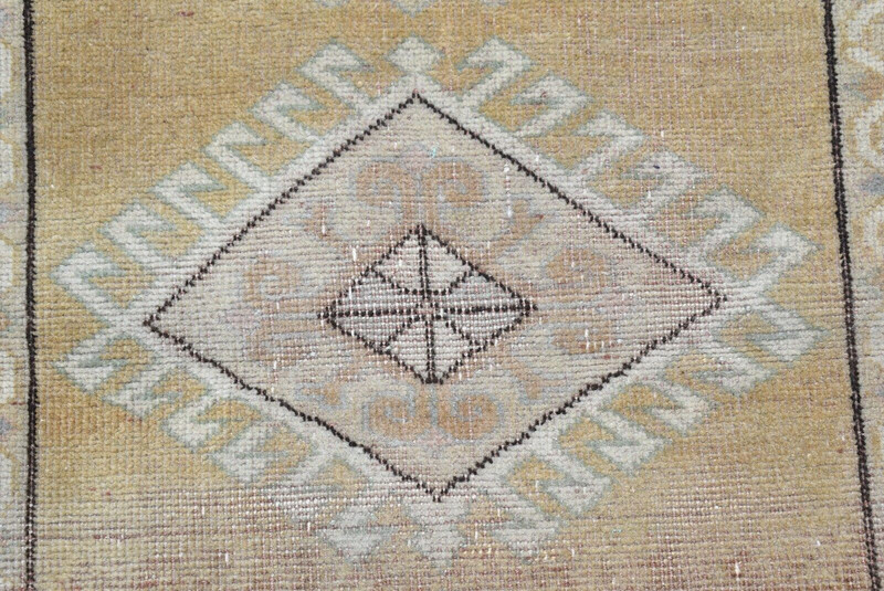 Turkish Rug 29'' x 49'' Vintage Muted Dye Rug Hand Knotted Rug Low Pile Wool Rug gallery