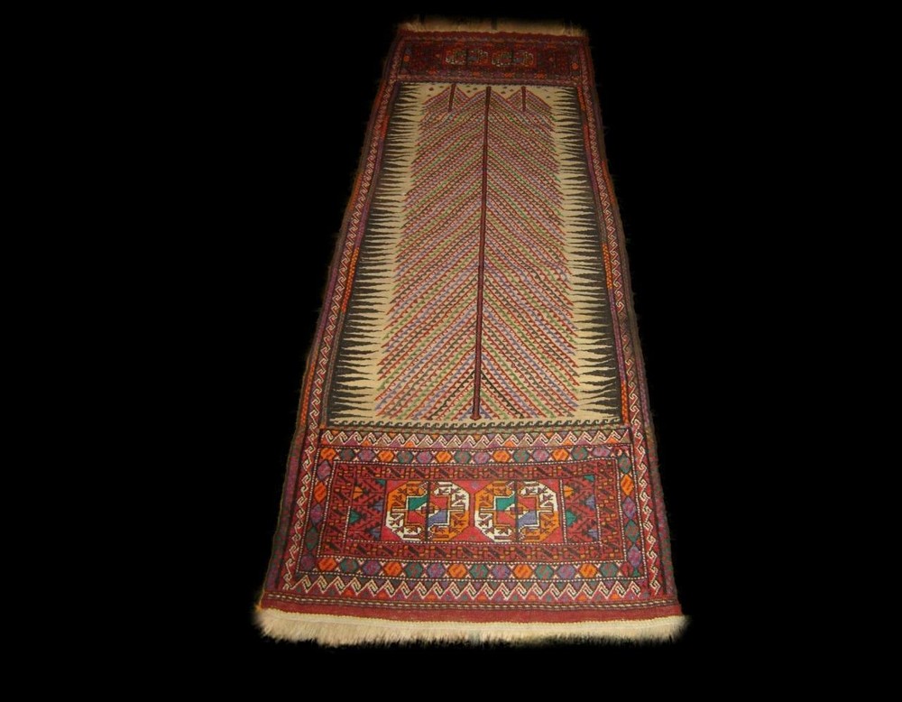 Antique Oriental Runner Rug Karajeh Vegetable Dye Hand Knotted 100% Wool 101x31.