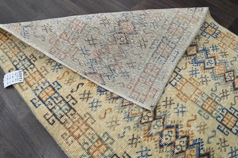 Vintage Turkish Runner Rug 3x5ft Wool Anatolian Handmade Hallway Oushak COLORFUL gallery