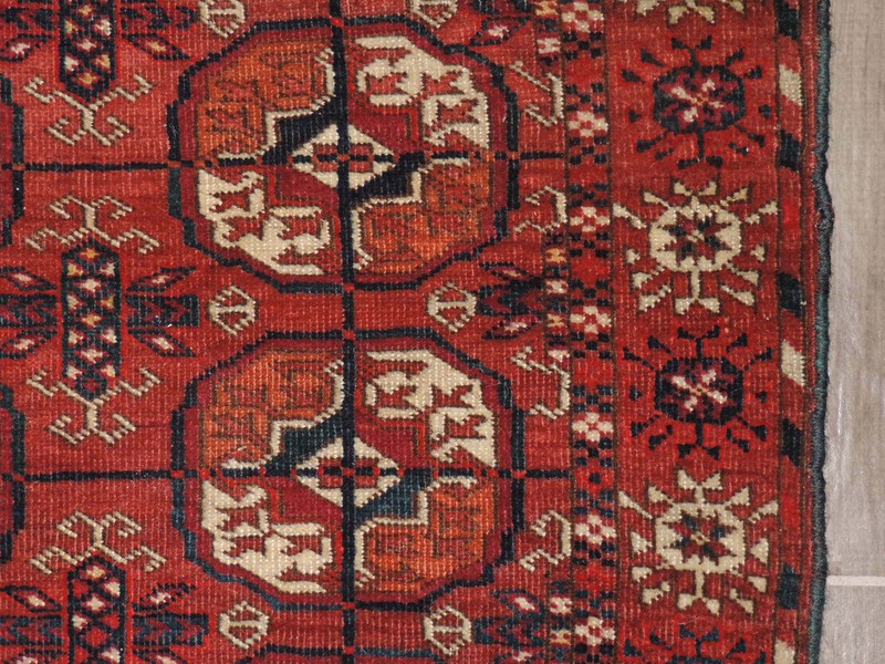 3x4ft. Antique Turkoman Bokharra Wool Rug gallery