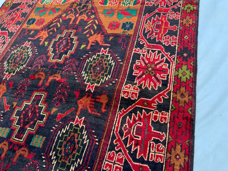 4x6 ft Hand Knotted Vintage Afghan Wool Area Rug Tribal Baluchi Geometric Carpet gallery