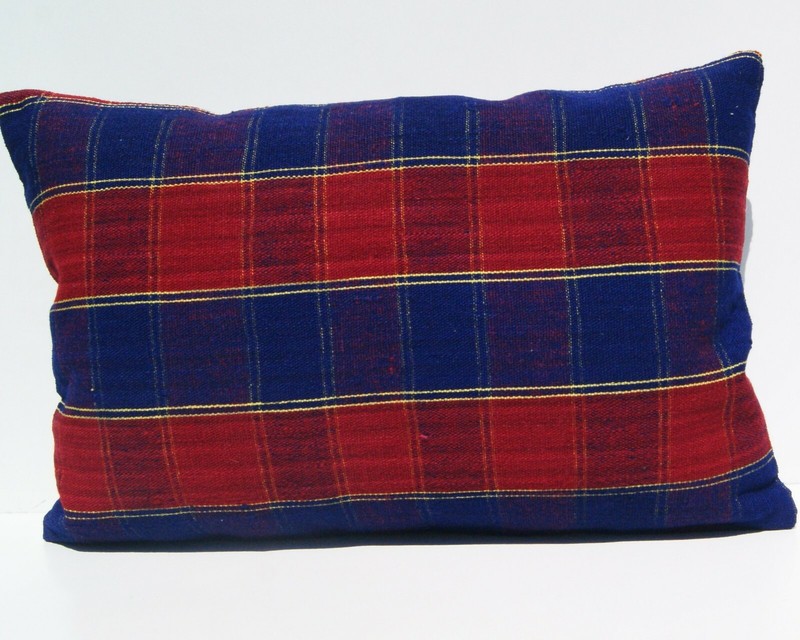 Handcrafted 24"x16" Turkish Pillow Cover Vintage Rug-Inspired Striped Design gallery