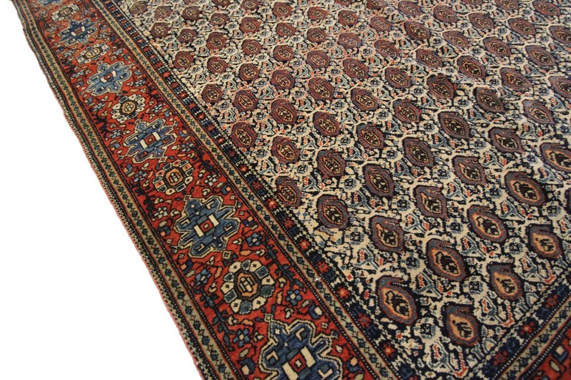 4x6 Rare Antique Fine Geometric Handmade Rug Navy Blue 130cm x 188cm c.1880 gallery