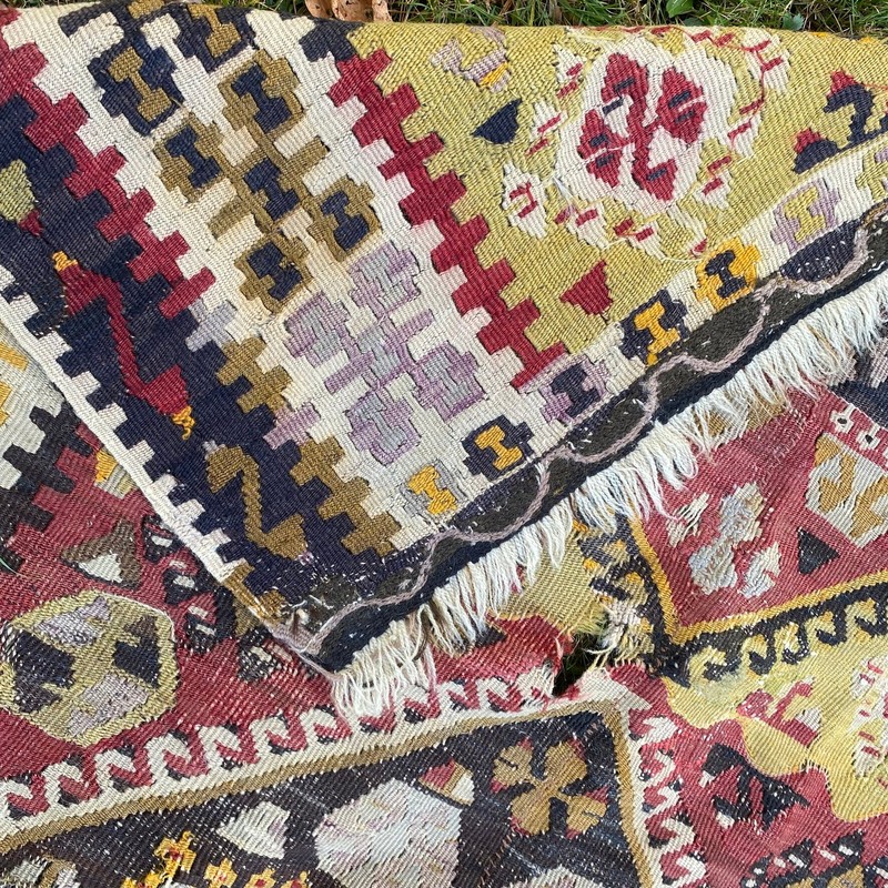 Vintage Rug 4' x 10' 8 Turkish Kilim Wool Flatweave Oriental Rug gallery