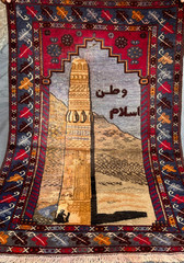 Gorgeous Afghan Vintage Panoramas Bamiyan Statue Herati Wall Hang Carpet