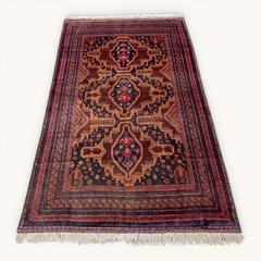 Vintage Afghan Hand-Knotted Baluchi Rug 4’1 x 6’4 ft Rare Geometric Pattern Rug