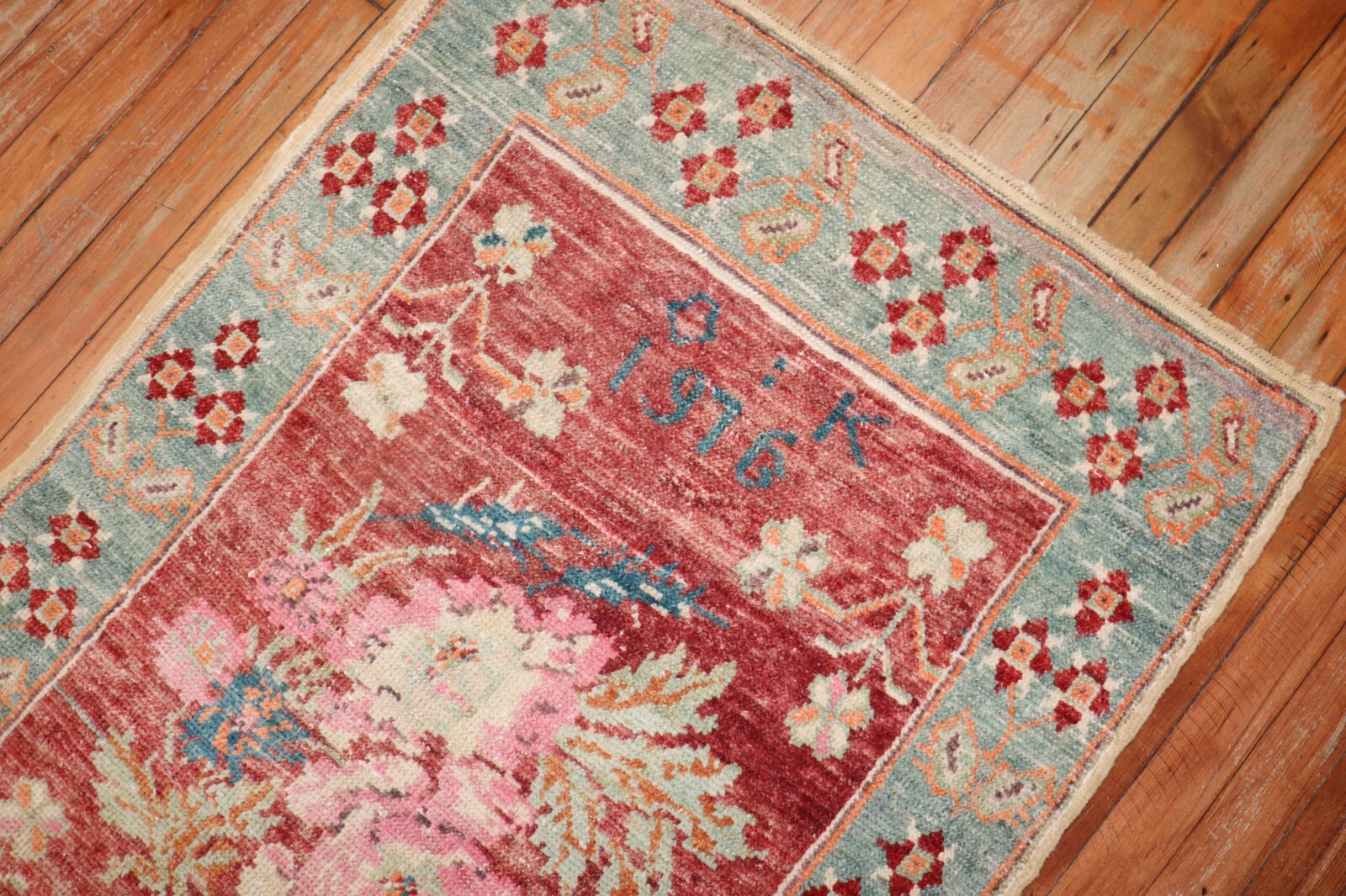 Vintage Floral Turkish Oushak Ushak Rug Dated 1976 Size 2'9''x9'3'' gallery