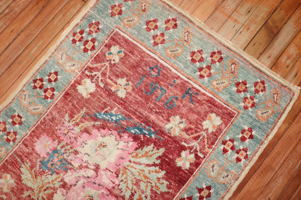 Vintage Floral Turkish Oushak Ushak Rug Dated 1976 Size 2'9''x9'3''