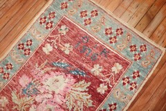 Vintage Floral Turkish Oushak Ushak Rug Dated 1976 Size 2’9”x9’3”