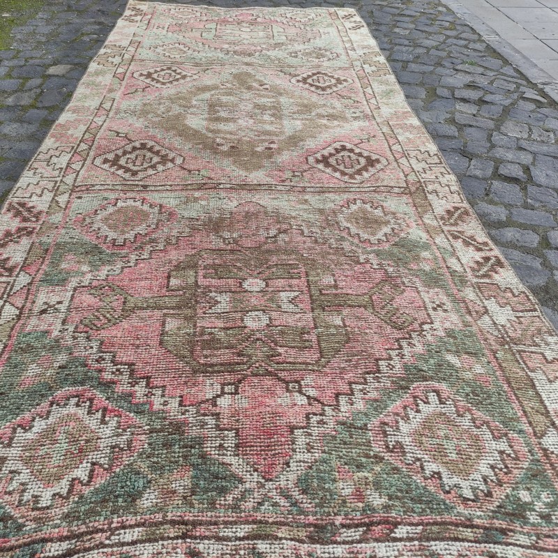 4x10 Oversized Turkish rug 4.23 x 10.43 ft Vintage Handmade huge rug 129 x 318cm gallery