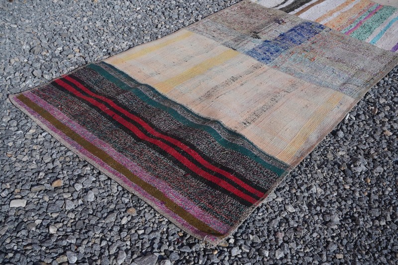 Vintage Turkish Kilim Runner Rug 3x19 ft Neutral Handmade Extra Long Carpet 826 gallery