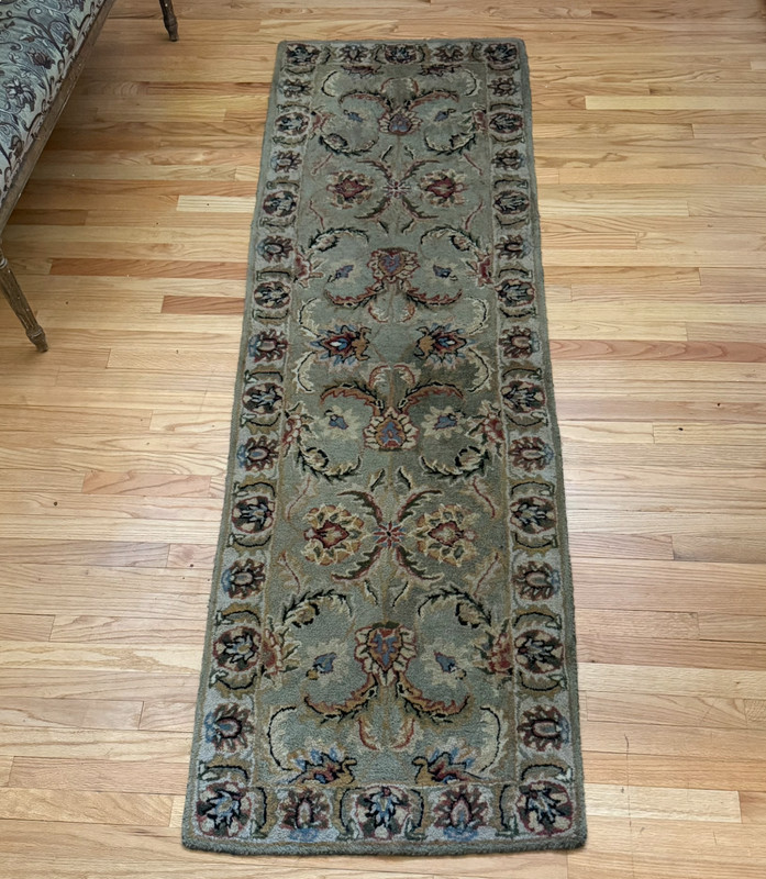 Persian Style Sage Green Floral Wool Runner Rug 2.5x7.5 Entryway Carpet gallery