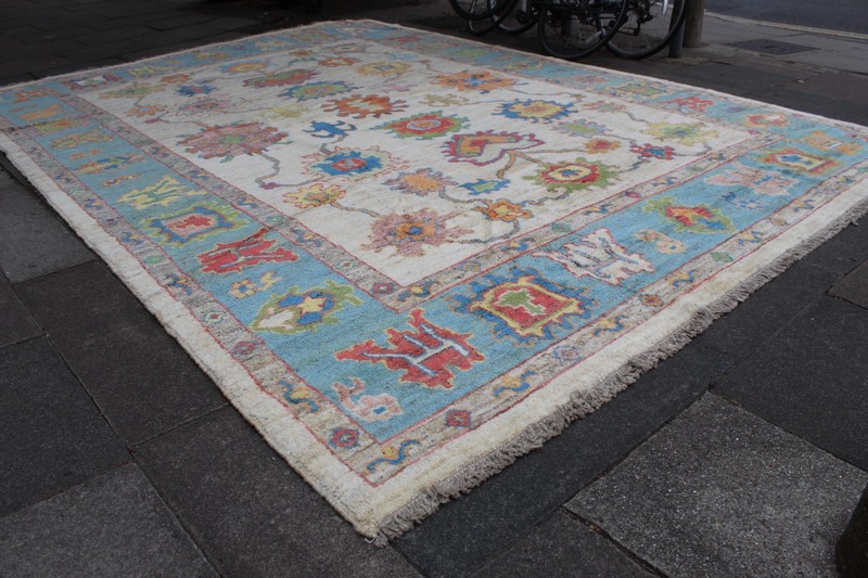 Vintage Traditional Hand Made Turkish Oushak Oriental Wool White Carpet 421x308 gallery