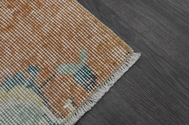 Vintage Turkish Runner Rug 2x7ft Wool Anatolian Handmade Hallway Oushak ORANGE gallery