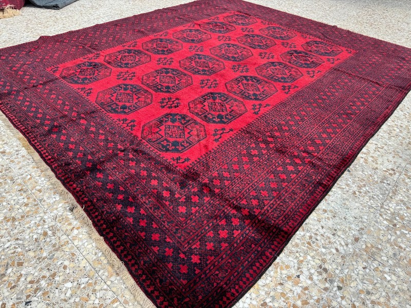 10x12 ft Afghan Hand Knotted Geometric Rug Vintage Turkmen Baluchi Design Carpet gallery