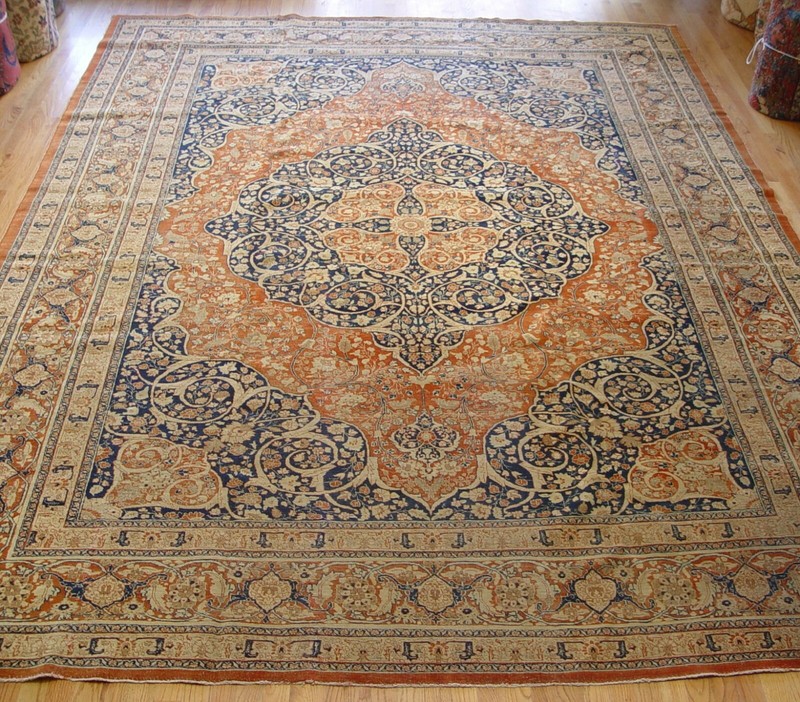 Antique 1880s Tabrizz Haj jalilii Hand Knotted Wool Oriental Rug 9' x 13' gallery
