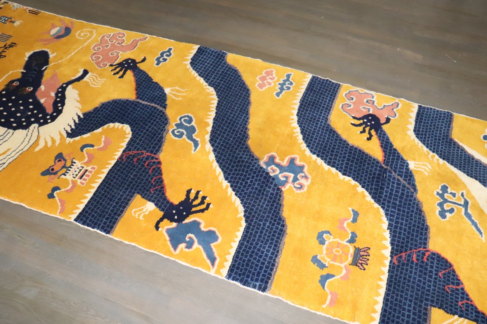 Antique Chinese Peking Ningxia Pillar Dragon Rug Size 4'5''x17' gallery
