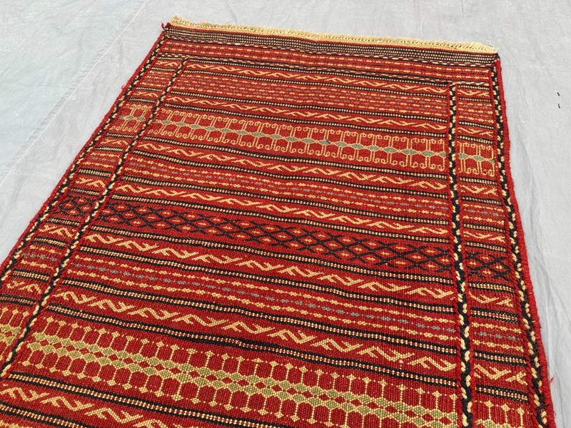 2'4 x 6'9 ft Vintage Afghan Sumak Kilim Runner Rug Handwoven Tribal Area Carpet gallery