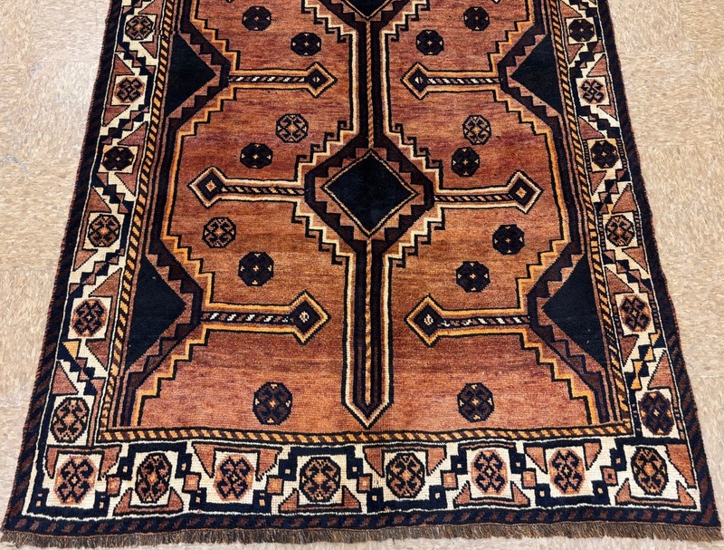 Vintage Qashqai Oriental Hand Knotted Wool Tribal Rust Area Rug 5x10 Geometric gallery