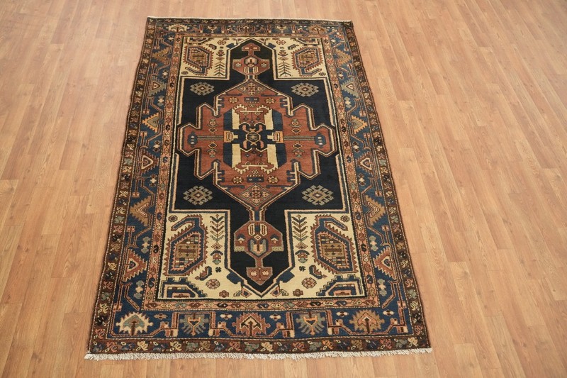 Refined 4x7 Vintage Medallion Rug in Deep Blue and Terracotta Heritage Elegance gallery