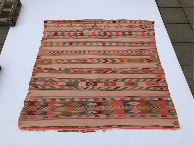Handmade Algerian Tribal Berber Bohemian Antique Carpet - Area Rug 190x194 cm gallery