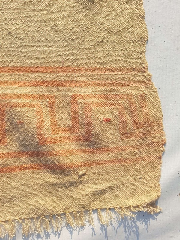 Distressed Fine Vintage Traditional Hand Made Oriental Wool Beige Kilim 210x173c gallery