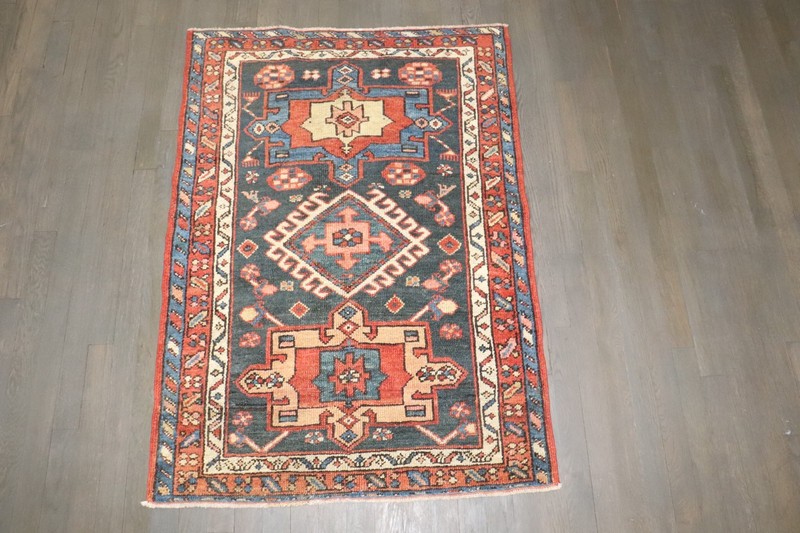Antique Navy Karajeh Rug 2'10''x4'1'' gallery