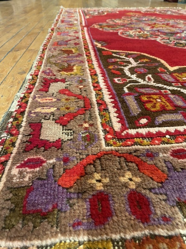 Authentic Ca 1900-1939s Antique Medallion Patterned Wool Pile Tribal Rug 4’x7’ gallery