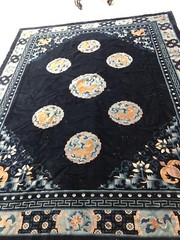 9’7″ x 12’2″ Vintage RUG BLUE Antique Hand Knotted WOOL handmade Germany 1930’s