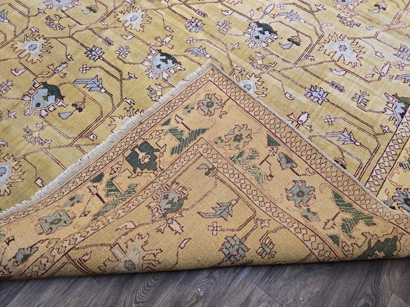 12ft By 17ft Hand Knotted Fine Afghan Rug , Yellow Background 100% Pure Wool gallery