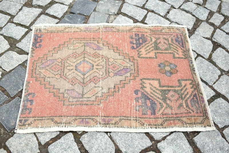Turkish Rug 20'' x 26'' Vintage Kilim Small Anatolian Oushak Wool Low Pile Rug gallery