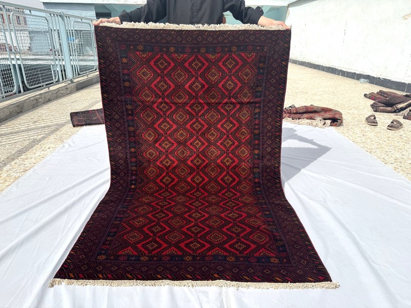 4x6 Ft Afghan Hand Knotted Vintage Area Rug Geometric Baluchi Tribal Wool Carpet gallery