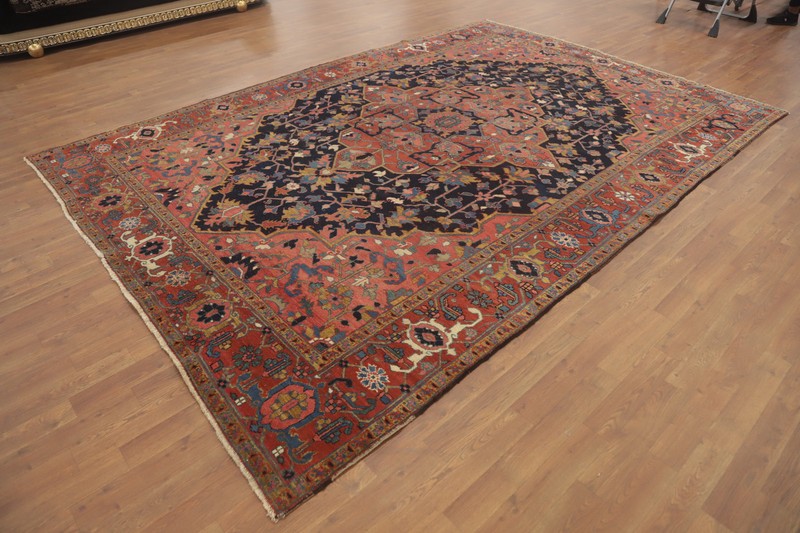 Handmade Antique Wool Carpet Pre-1900 Vegetable Dye Traditional Area Rug 8x11 Ft gallery