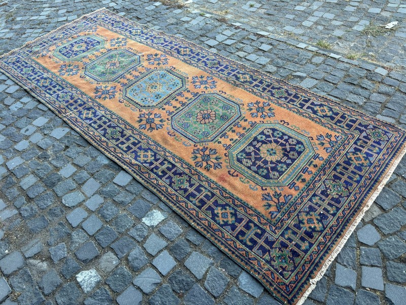 Bohemian rugs, Runner rug, Handmade, Turkish rug, Vintage, Wool | 4,4 x 11,4 ft gallery
