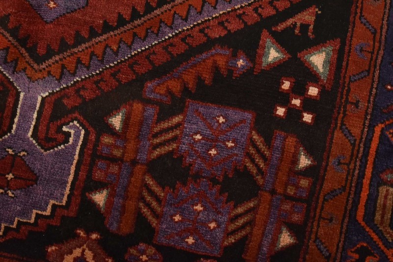 Hamedan Rug 4’6” x 8′ Red Wool Vintage Tribal Hand-Knotted Oriental Carpet gallery