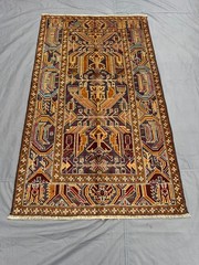 3’10×6’6 ft Vintage Caucasian Hand-Knotted Rug, Geometric Tribal Pattern Rug