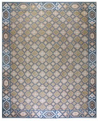 12X15 Vintage Indian Dhurries Blue Cotton Area Rug 1935