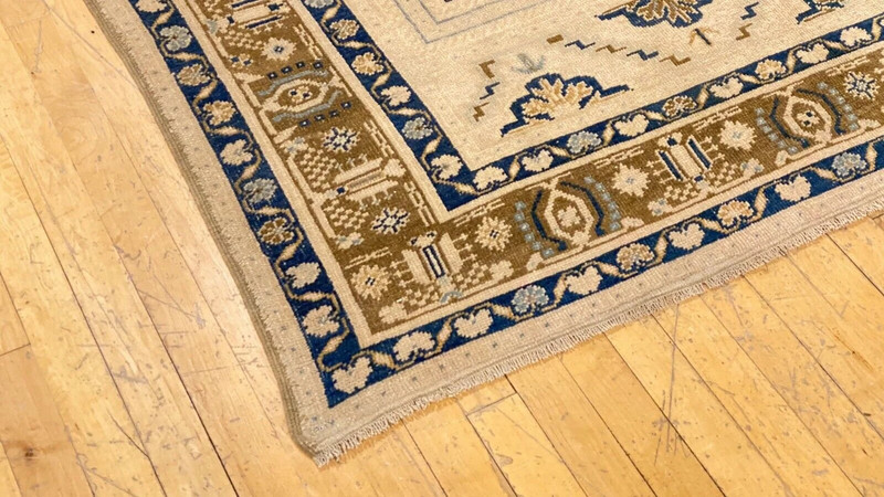 Bohemian Antique Ca1900-1939's Muted Colors, Wool Pile Oushak Area Rug 5’4"×9' gallery